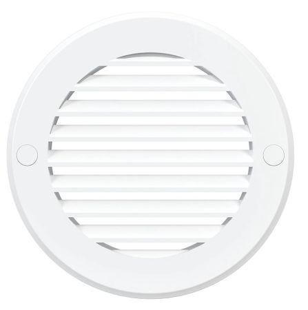 Решетка пластиковая D-100/136 круглая,  белая с фланцем