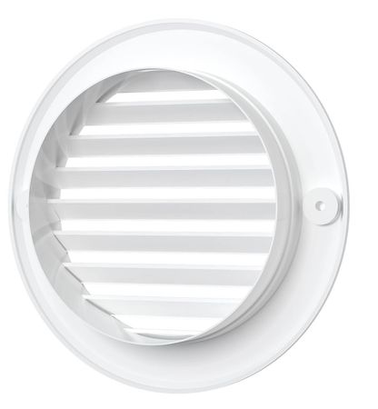 Решетка пластиковая D-100/136 круглая,  белая с фланцем