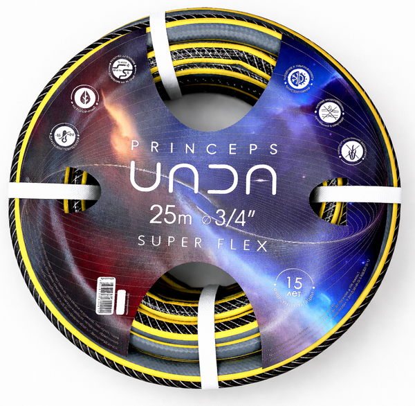 Шланг поливочный 3/4" (19мм) ПВХ UNDA SuperFlex, армированный, 4 слойный, салатовый (25м)