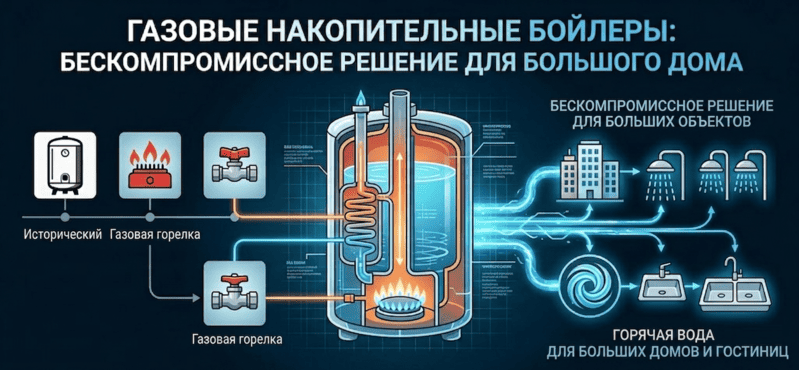 Газовые накопительные бойлеры: бескомпромиссное решение для большого дома