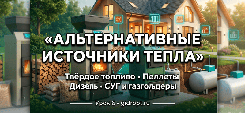 Альтернативные источники тепла: твёрдое и жидкое топливо, пеллеты и СУГ (сжиженный газ)