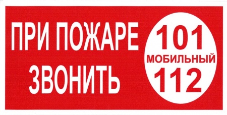 К27, Знак на пленке "При пожаре звонить 101, 112" (200х100)