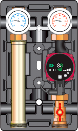 Насосная группа быстрого монтажа с прямым контуром 1", без насоса в теплоизоляции ZEISSLER
